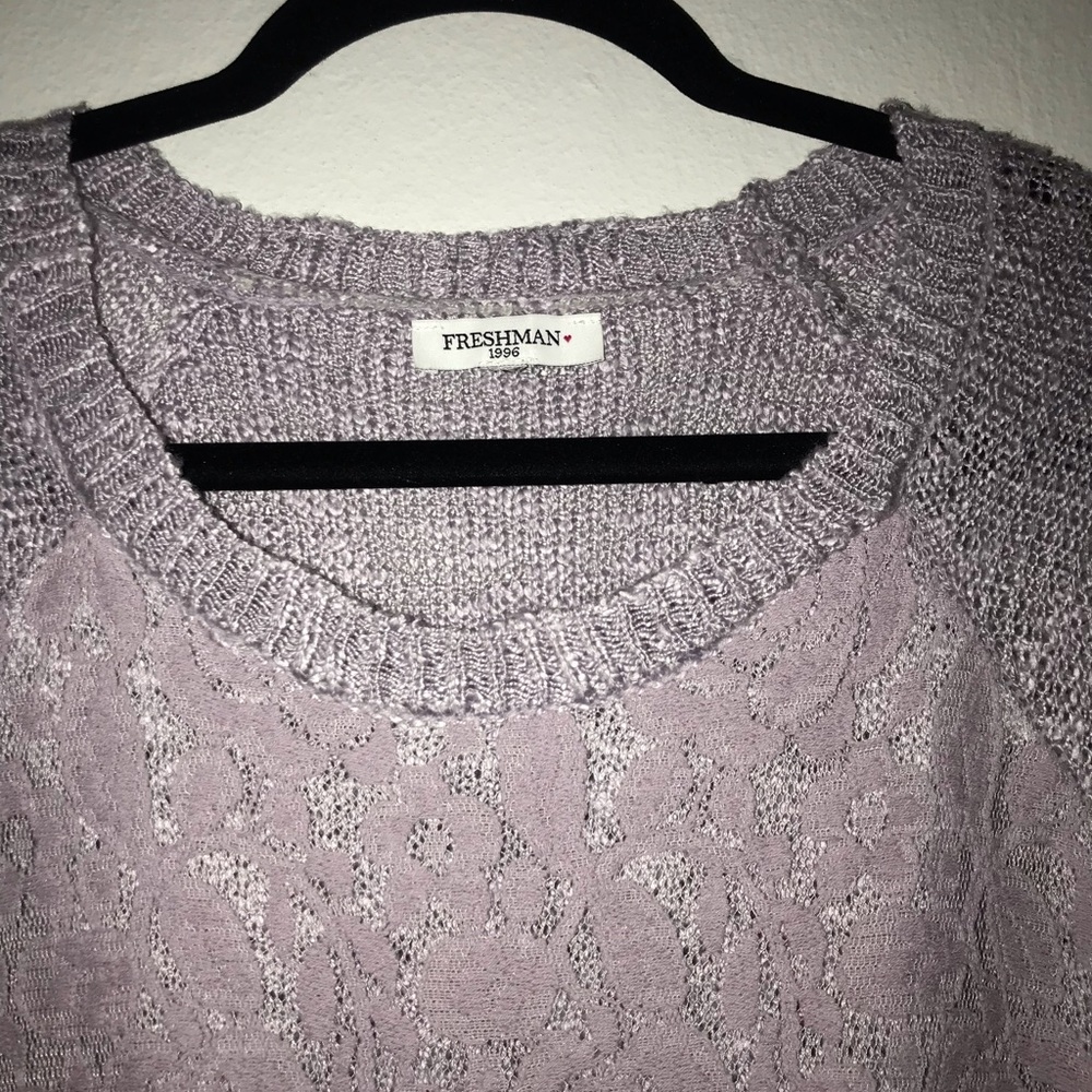 Long- sleeve Lace lilac knit sweater